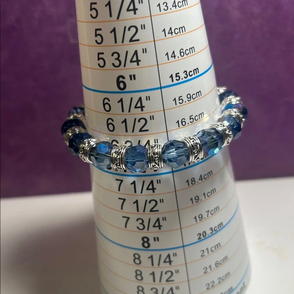 Stylish Silver & Blue AB Crystal Bracelet